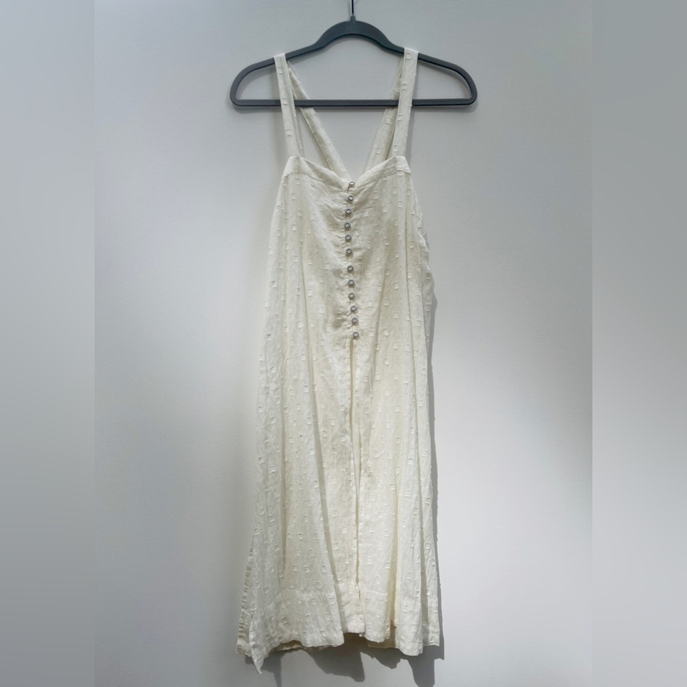 Anthropologie white split long tunic with button detail